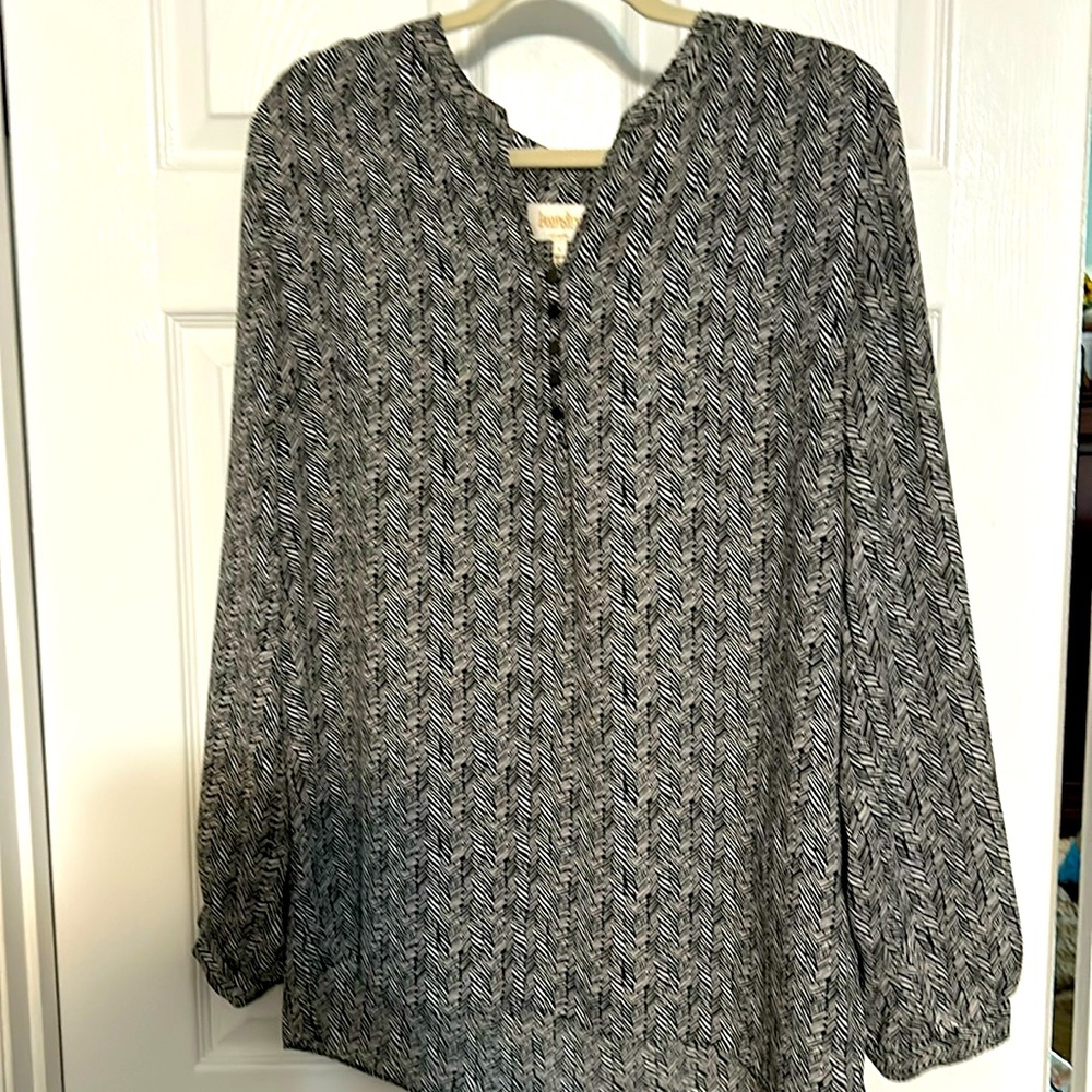 Laundry by Shelli Segal Black White Blouse L